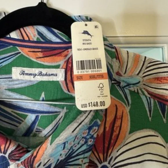 Tommy Bahama IslandZone Iris Oasis Camp Shirt - Emerald Grass SZ XXXL NWT - Picture 5 of 10